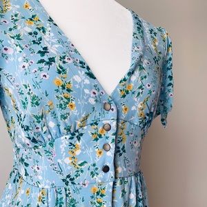 Blue floral button front dress